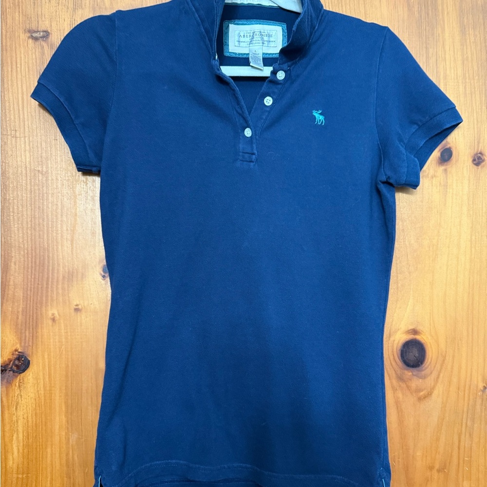 Abercrombie & Fitch Navy Polo with Green Logo